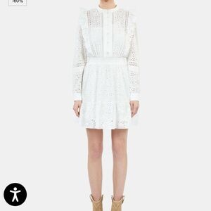 The Kooples White Long Sleeve Eyelet Dress